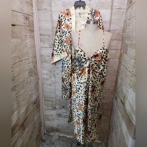 Floral Satin Nightgown And Robe Set